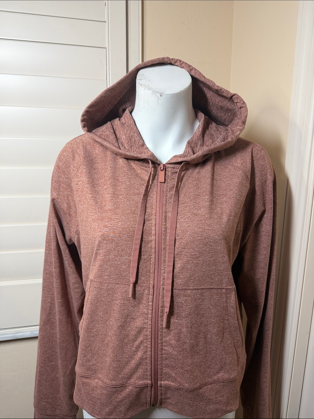 Yogalicious Dusty Rose/Brown Zip Hoodie Crop Large Soft Performance